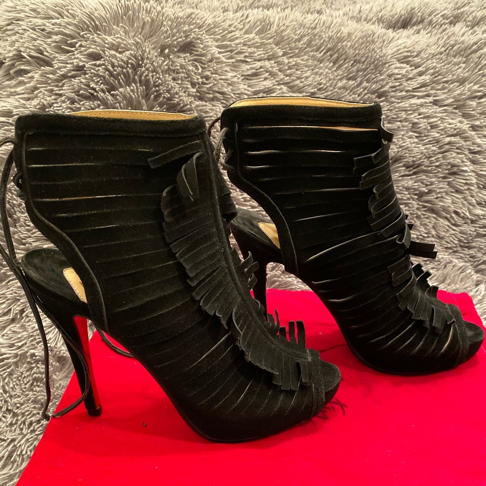 Christian Louboutin Deva Fringed Suede Bootie